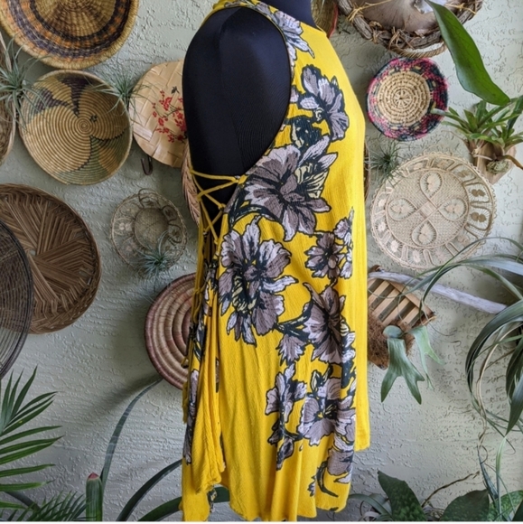 Free People M Paint The Sun Slip Yellow Mini Dress - Picture 12 of 16